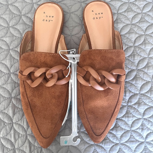 a new day false suede flats brown size 8 - Picture 1 of 6